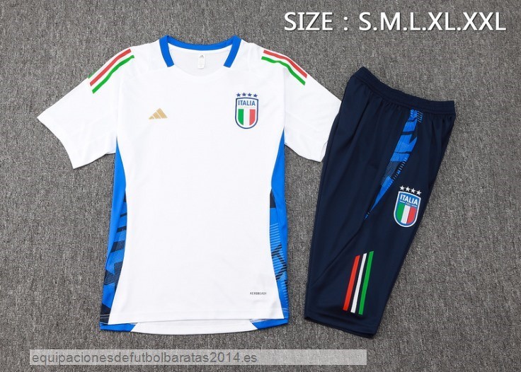 Nuevo Entrenamiento Conjunto Completo Italia 2024 Blanco Azul Marino Baratas